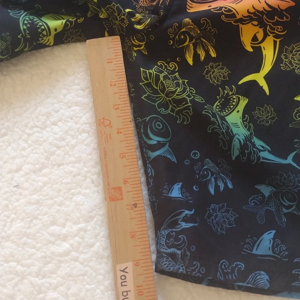 Hurley Koi‎ Fish Swim Trucks Shorts Men 20/30 Waist Colorful Surf Beach Pockets